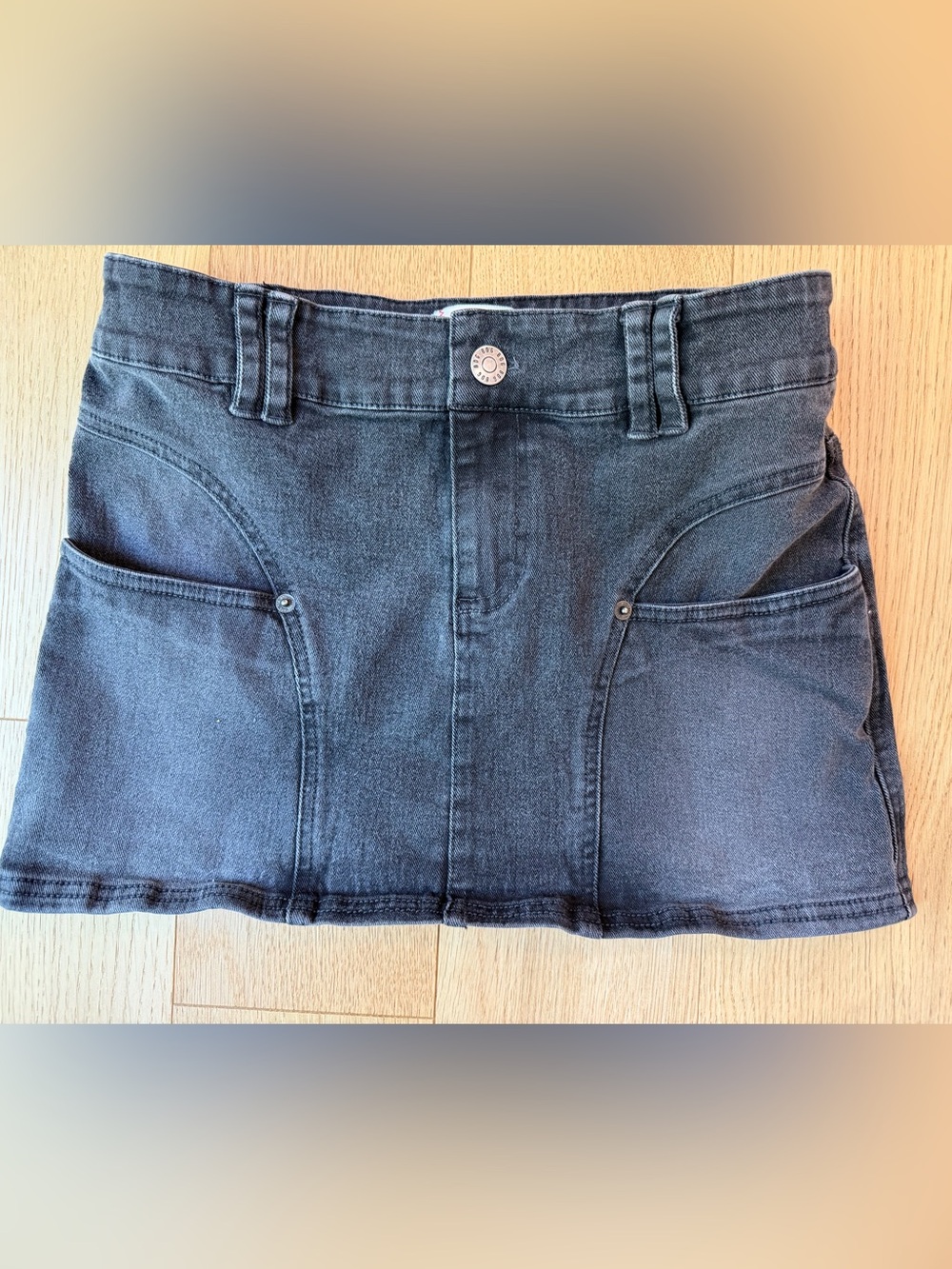 BDG Tatiana moto denim low rise micro skirt black size medium